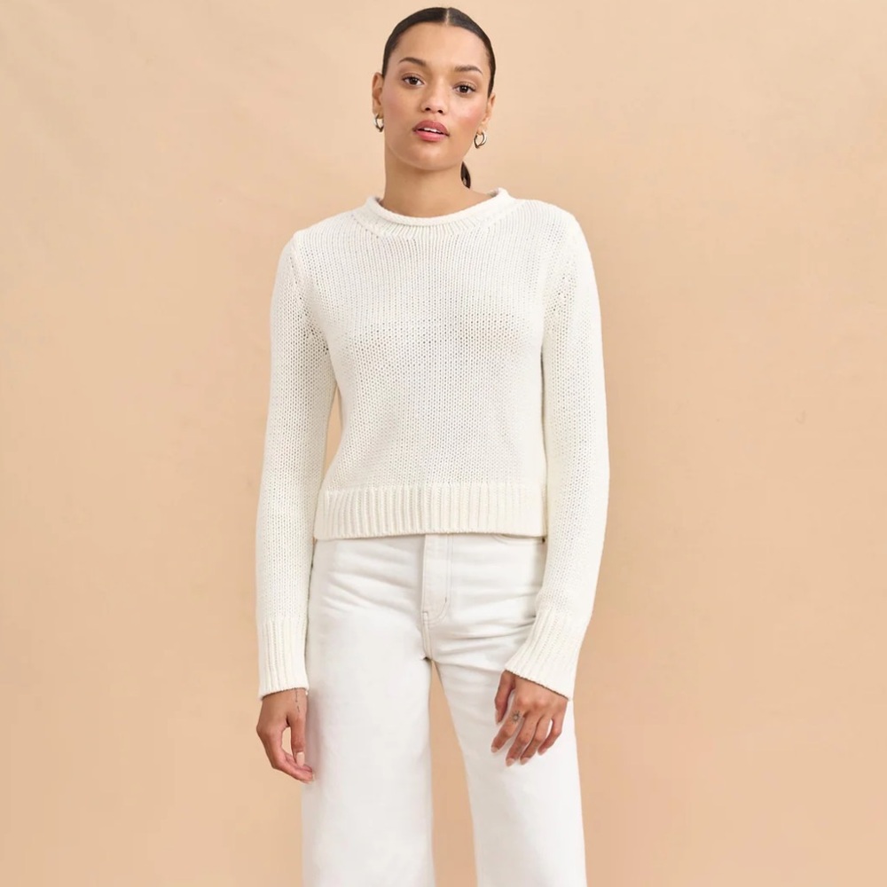 La Ligne NYC Solid Mini Marina Sweater in Ivory. Size small